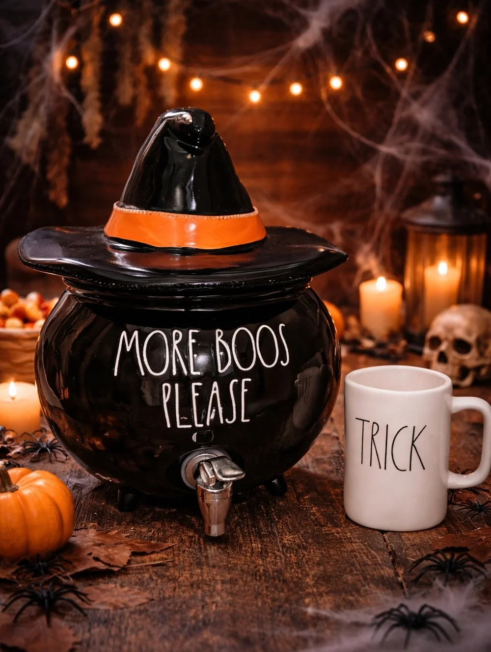 Rae Dunn Halloween Witches Hat Drink Dispenser Cauldron & Mug